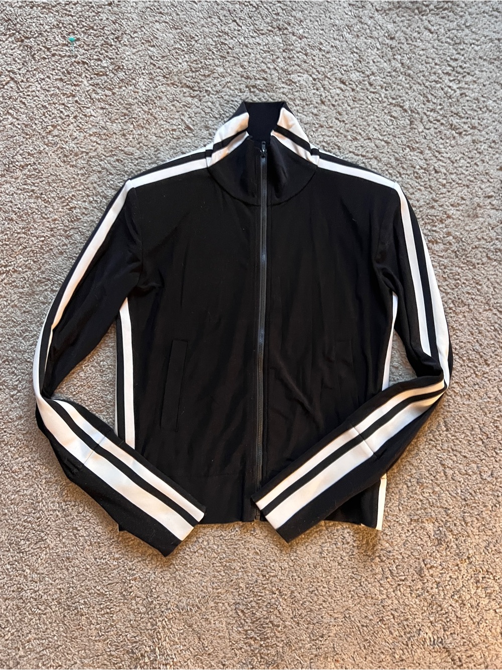 NORMA KAMALI black white Side-Stripe Turtle Track Jacket size s/4/fr 36